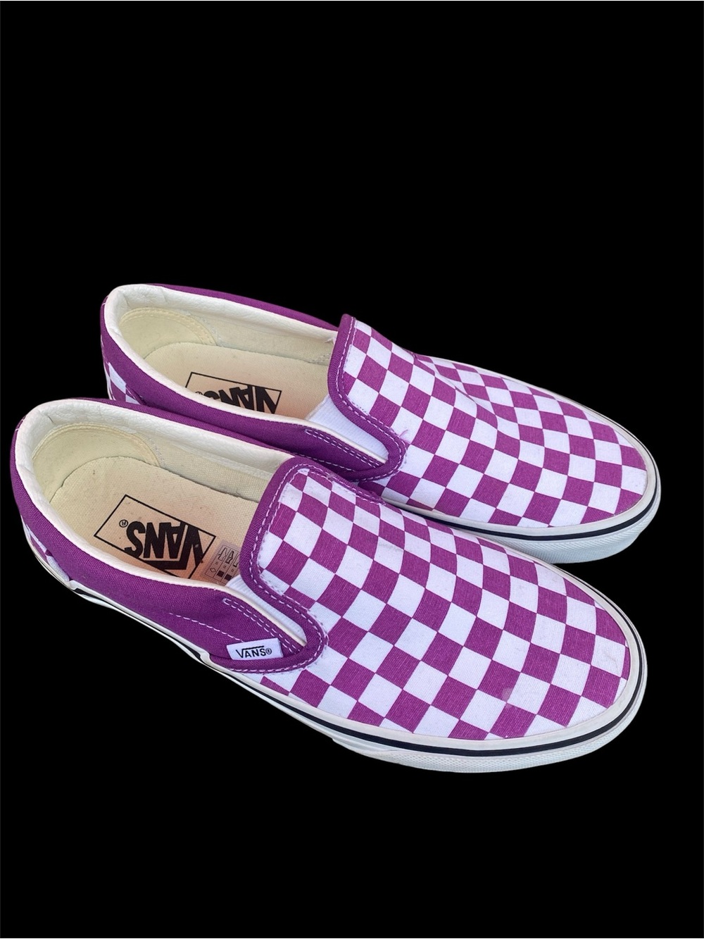 Vans Slip-On Checkerboard Sneakers - Purple & White